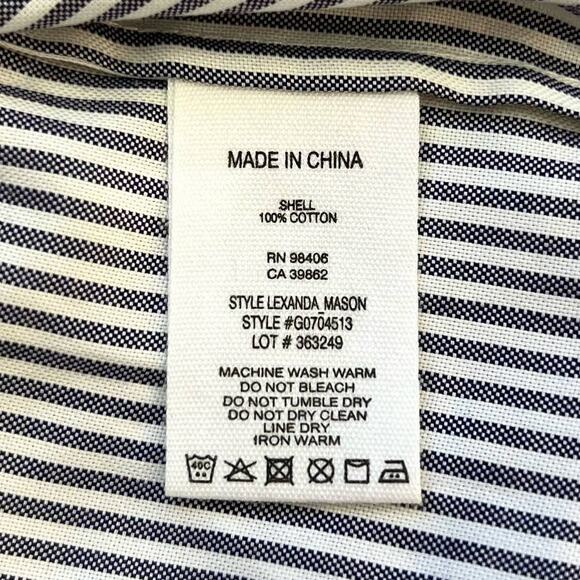 Theory Lexandra Mason Pinstripe Peplum Blouse Top | Size: Large - Picture 8 of 8